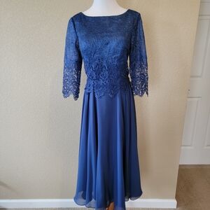 JJ's House Navy Blue Mother Of The Bride Dress, Size 8